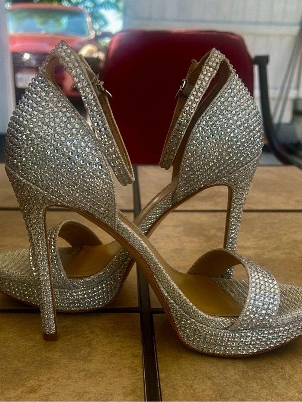 Michael Kors Silver Crystal Embellished Stiletto Sandals - Picture 6 of 8